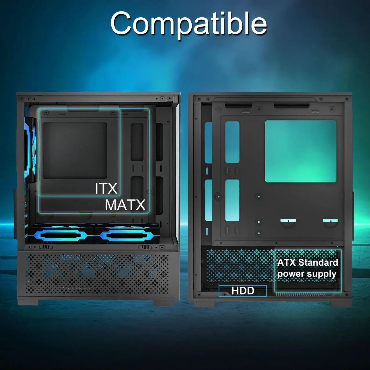 Mid Tower PC Case With 3 ARGB Fans And TemperedGlass