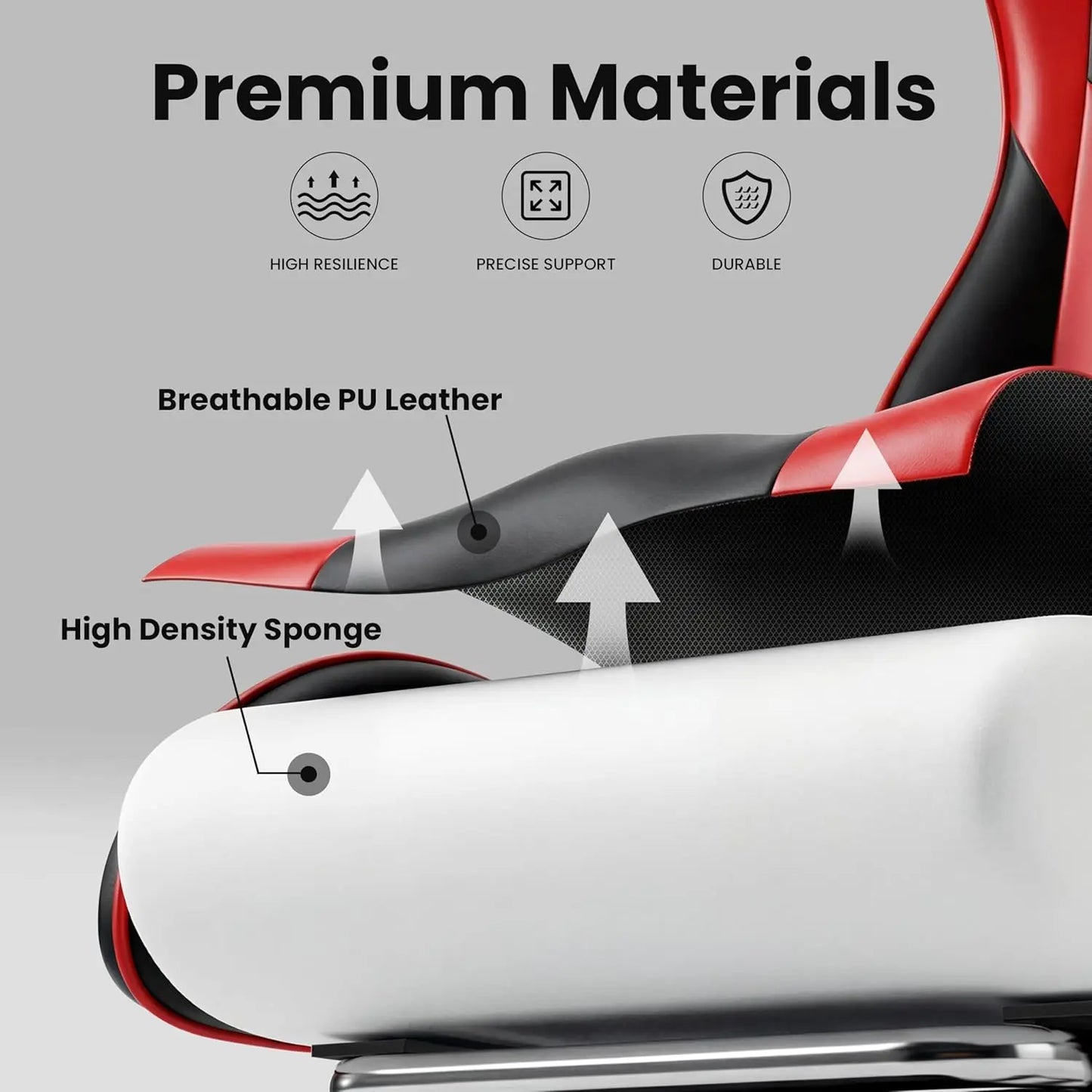 Gaming Chair With Reclining Backrest, Footrest, Headrest And Lumbar Support