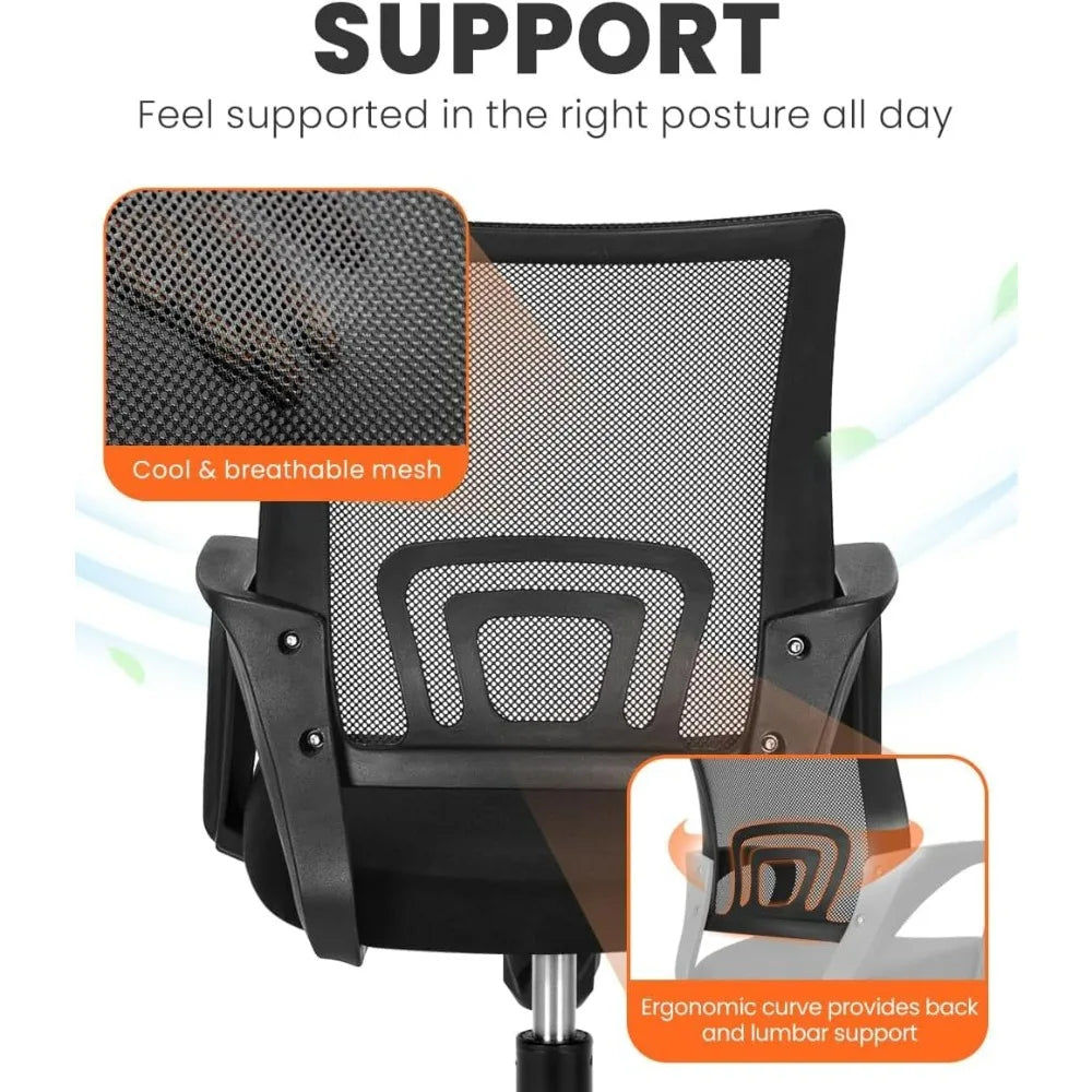 Mesh Gaming Chair With Lumbar Support And Adjustable Height