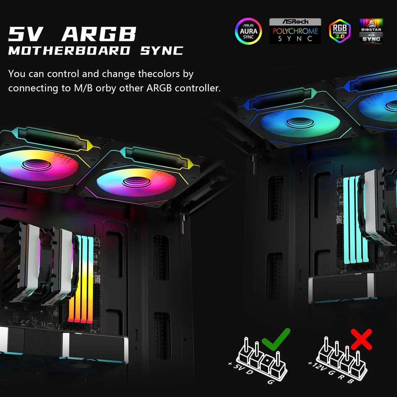 ARGB 6 Pack 120mm PWM Case Fans With Hub And Remote