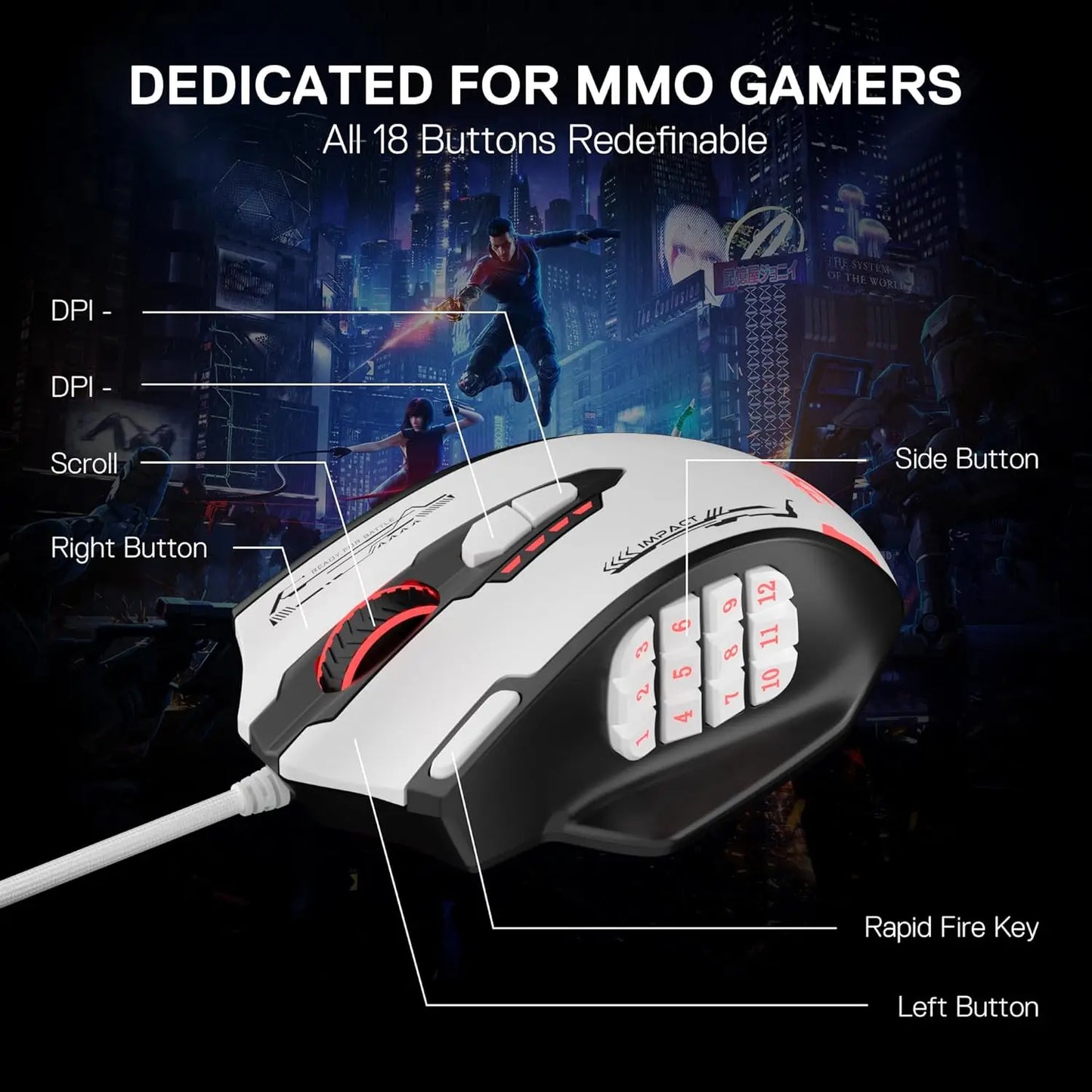Redragon M908 Impact RGB MMO Gaming Mouse With 24000 DPI