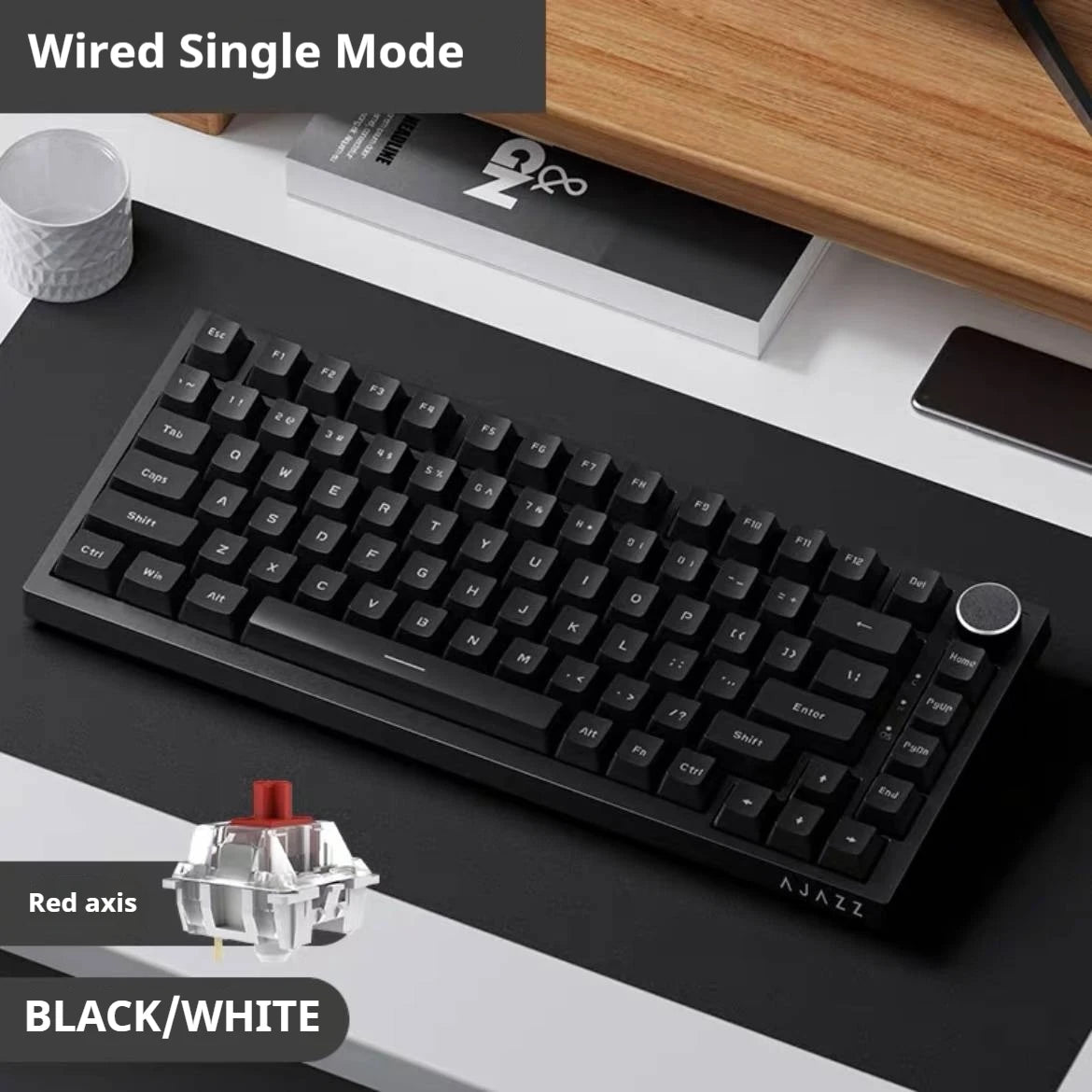 Ajazz AK820 Wired Mechanical Keyboard 82-Key Gaming Hot-Swappable Esports