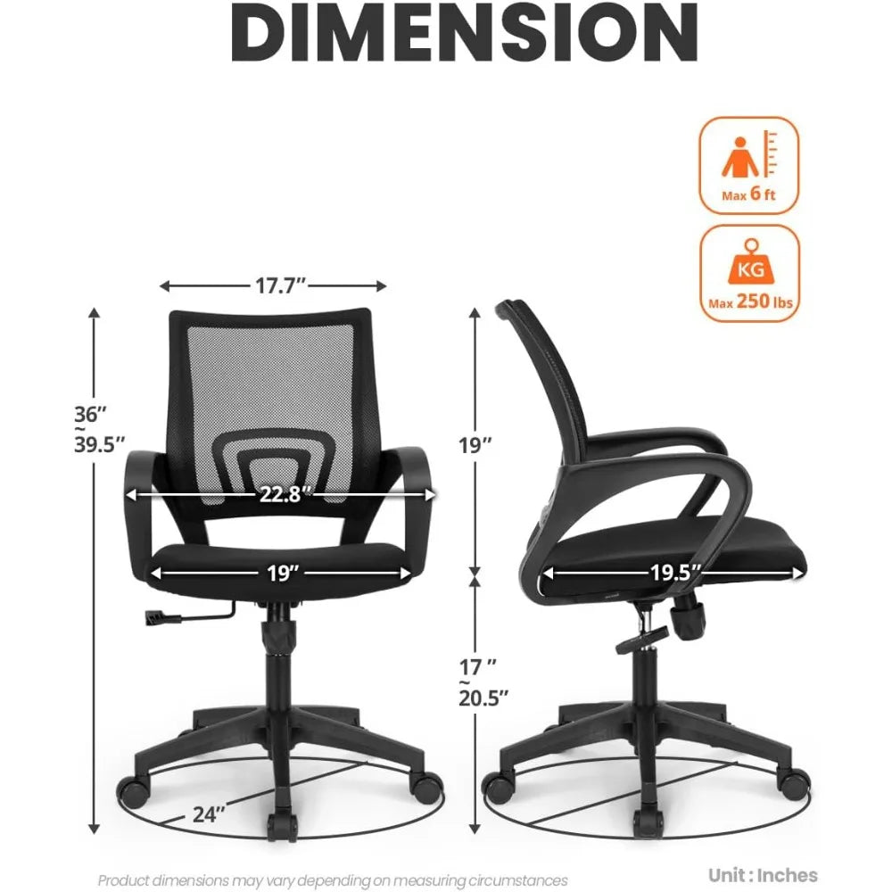 Mesh Gaming Chair With Lumbar Support And Adjustable Height