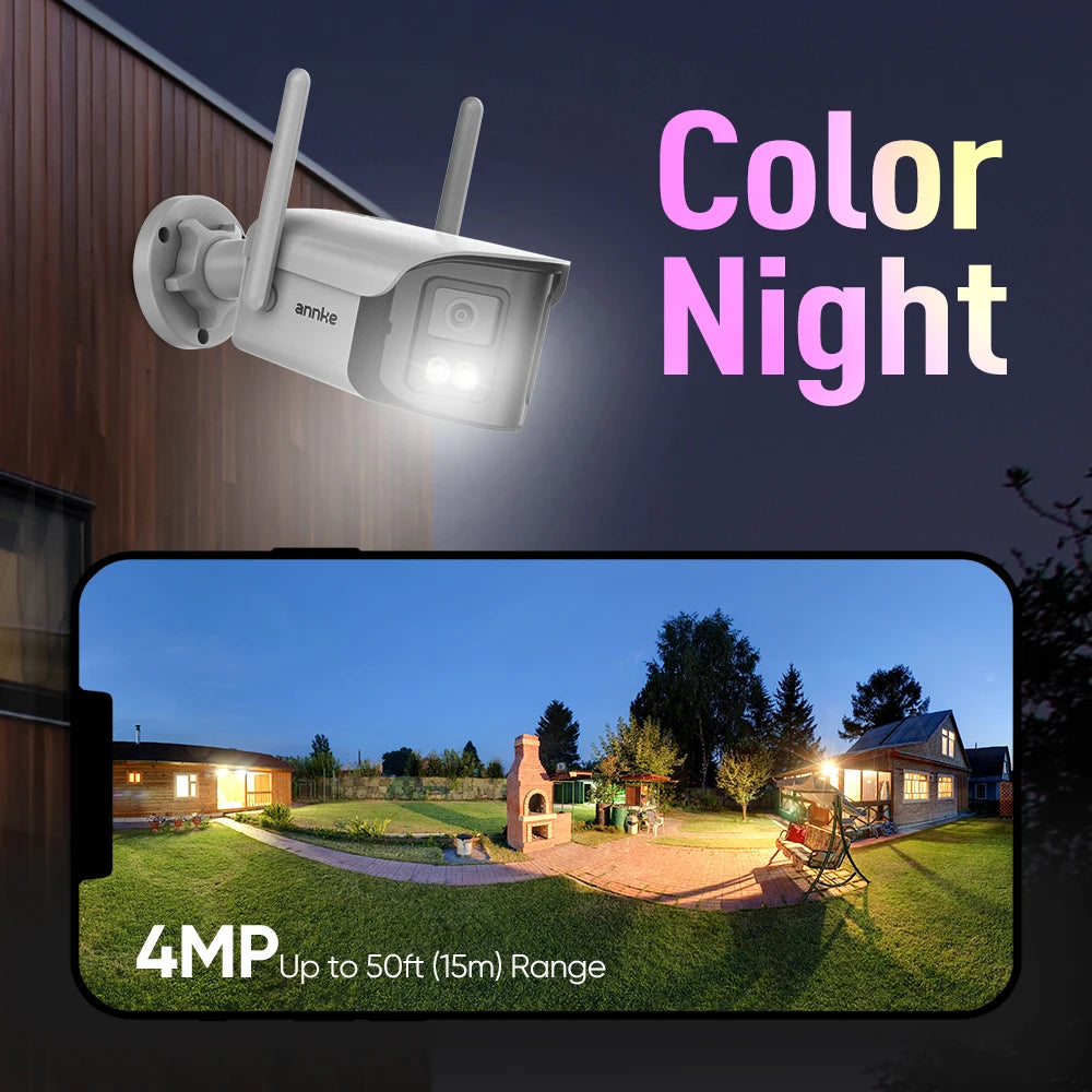 ANNKE 4MP Dual Lens WiFi Security Camera Outdoor Two Way Audio Night Vision
