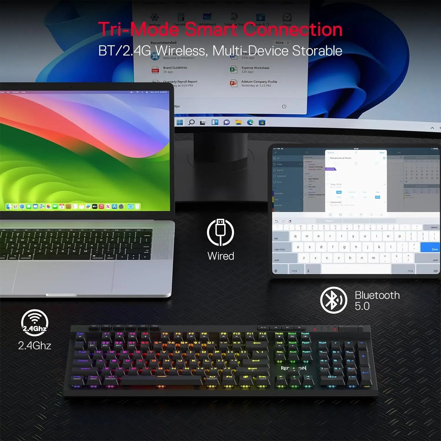 Redragon K580 PRO Wireless RGB Gaming Keyboard Linear Red Switch