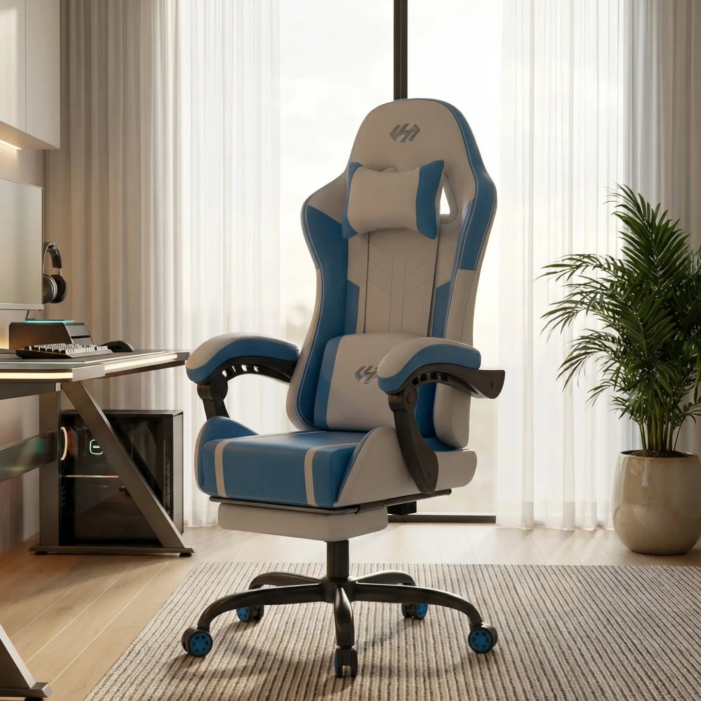 FRODROVIA Ergonomic Gaming Chair With Lumbar Massage And Adjustable Headrest