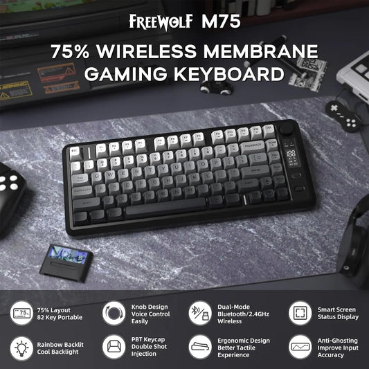 Attack Shark M75 Wireless Membrane Keyboard With Knob OLED Display