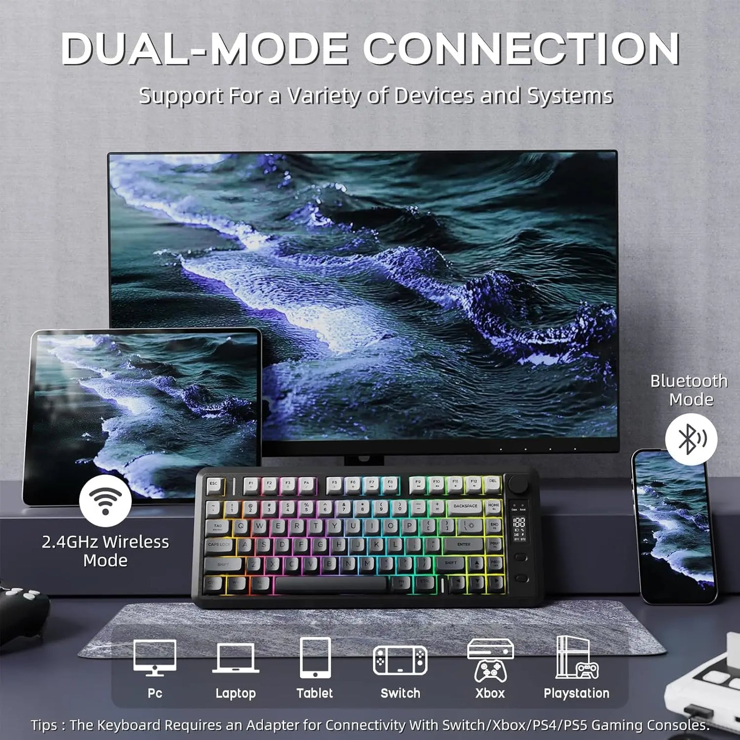 Attack Shark M75 Wireless Membrane Keyboard With Knob OLED Display