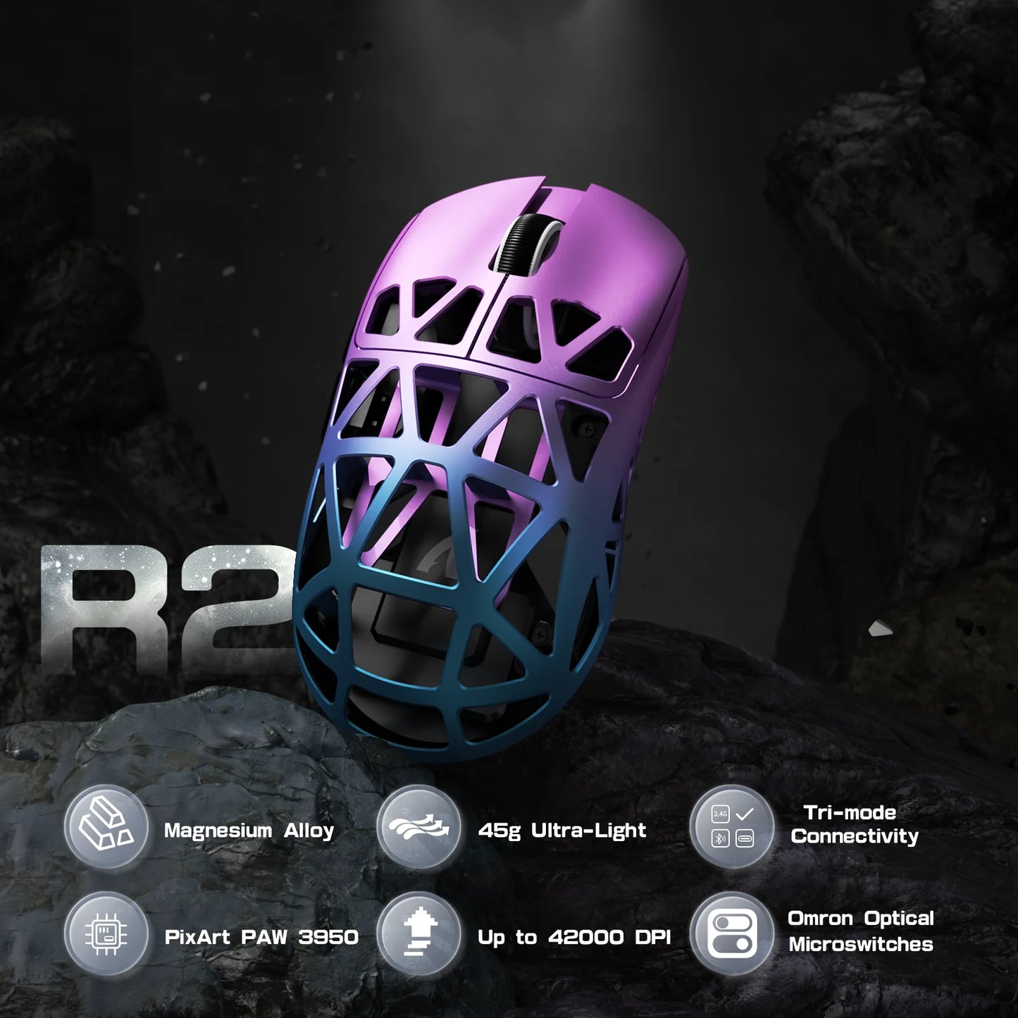 Attack Shark R2 TriMode Programmable Mouse With PAW3950 42000 DPI