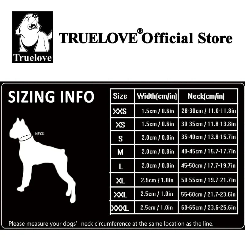 TrueLove Nylon Adjustable Dog Collar Padded Reflective Training