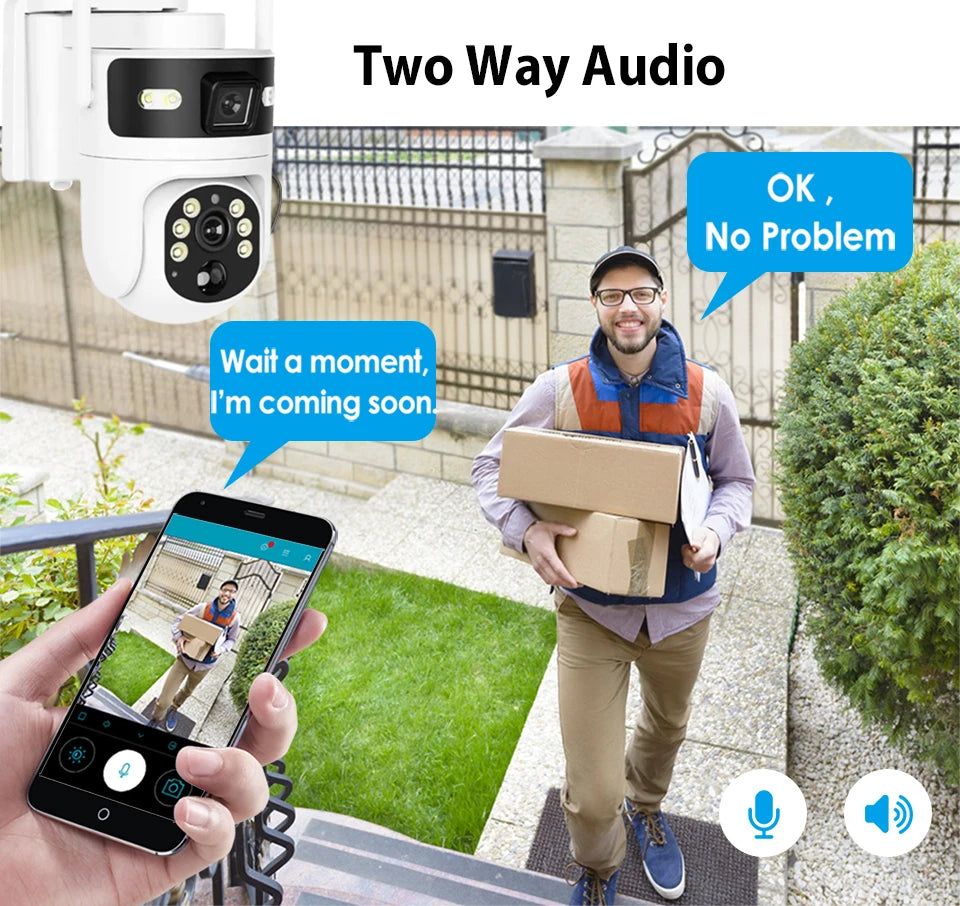 Wireless Outdoor PTZ Solar Security Camera 4G SIM Dual Lens 8MP Ultra HD 4K IP Night Vision PIR Motion Detection Battery Waterproof Audio CCTV for Home Construction Yard Warehouse Garage