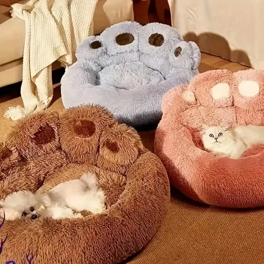 Pet Bed Pet Sofa Soft And Comfortable Bear Paw Pet Bed, Sleep Solution For Dogs And Cats. Comfortable Donut Dog Bed Luxurious Dog And Cat Pad Bed, Bring Cozy Warmth To Cats In Winter. Cute Home Decoration Comfortable For Indo