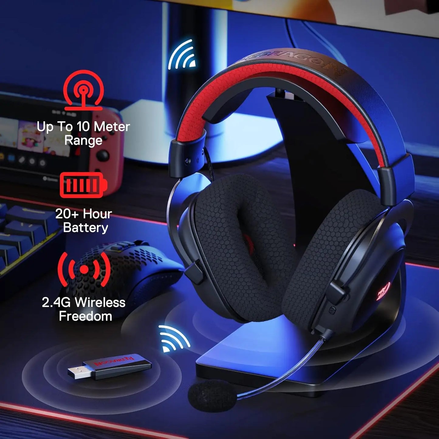 Redragon H510 PRO ZeusX Wireless Gaming Headset USB