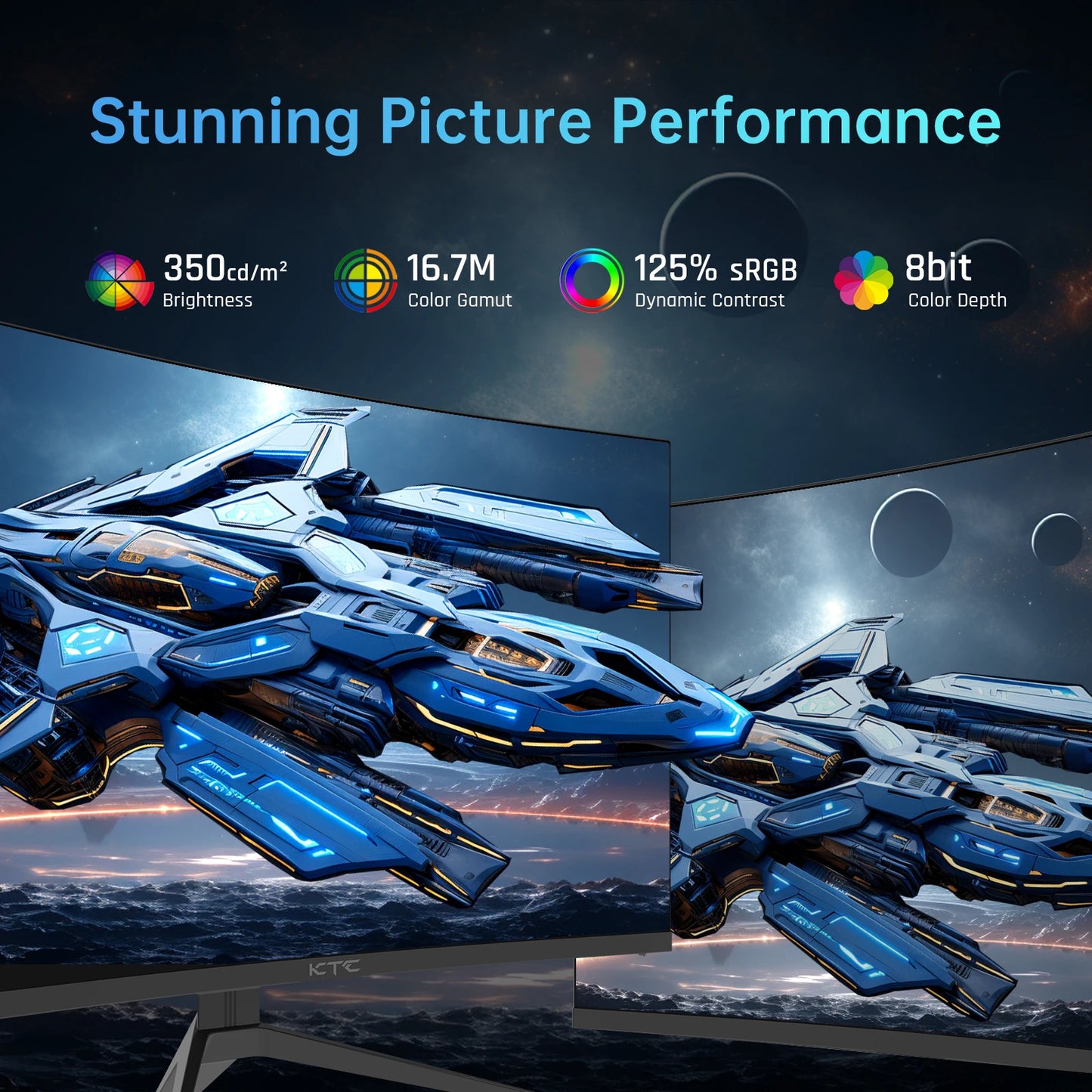 KTC Curved Gaming Monitor 240Hz 1ms HDR10 Freesync G Sync