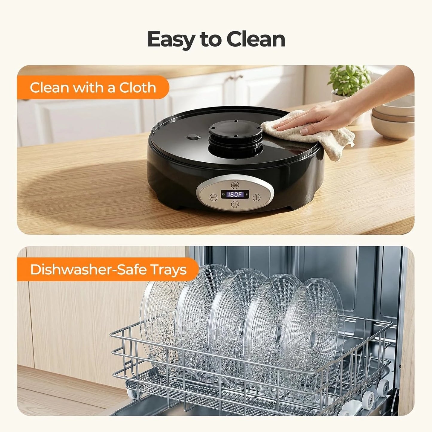 420W Food Dehydrator, 5 BPA-Free 12.2" Trays, Adjustable Temp 95–160℉, 48H Timer, Food Dryer for Fruits, Veggies, Jerky, Herbs, Home Use, BPA-Free