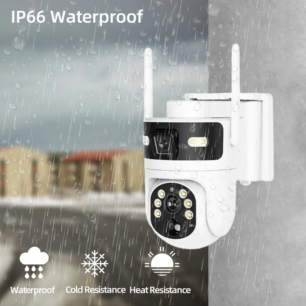 Wireless Outdoor PTZ Solar Security Camera 4G SIM Dual Lens 8MP Ultra HD 4K IP Night Vision PIR Motion Detection Battery Waterproof Audio CCTV for Home Construction Yard Warehouse Garage