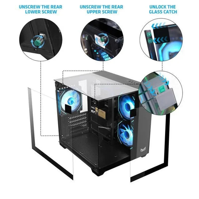 Yeah Magic CUBE PC Case 3-Panel Tempered Glass Panoramic View