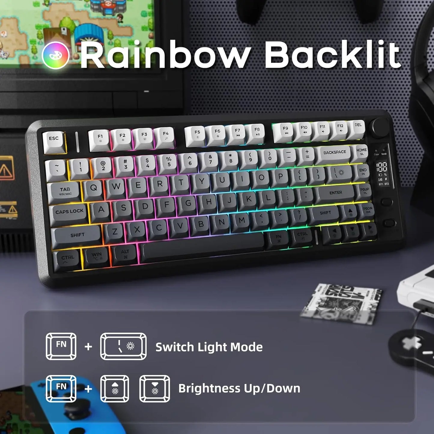 Attack Shark M75 Wireless Membrane Keyboard With Knob OLED Display