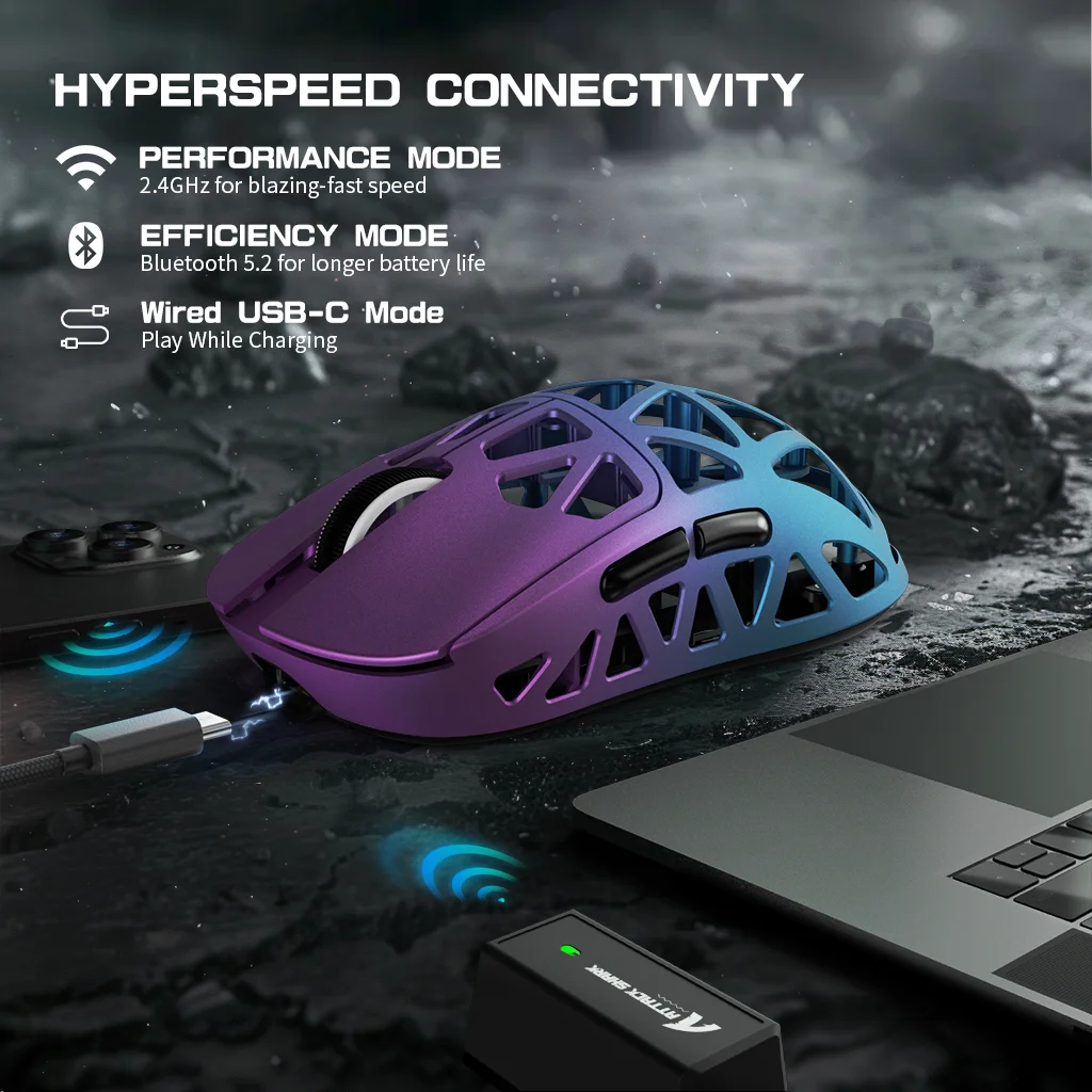 Attack Shark R2 TriMode Programmable Mouse With PAW3950 42000 DPI