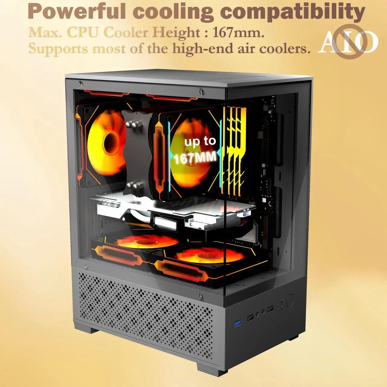 Mid Tower PC Case With 3 ARGB Fans And TemperedGlass