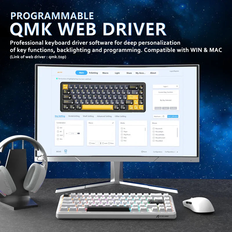 Attack Shark Wired Keyboard 8000 Hz Polling With QMK RGB