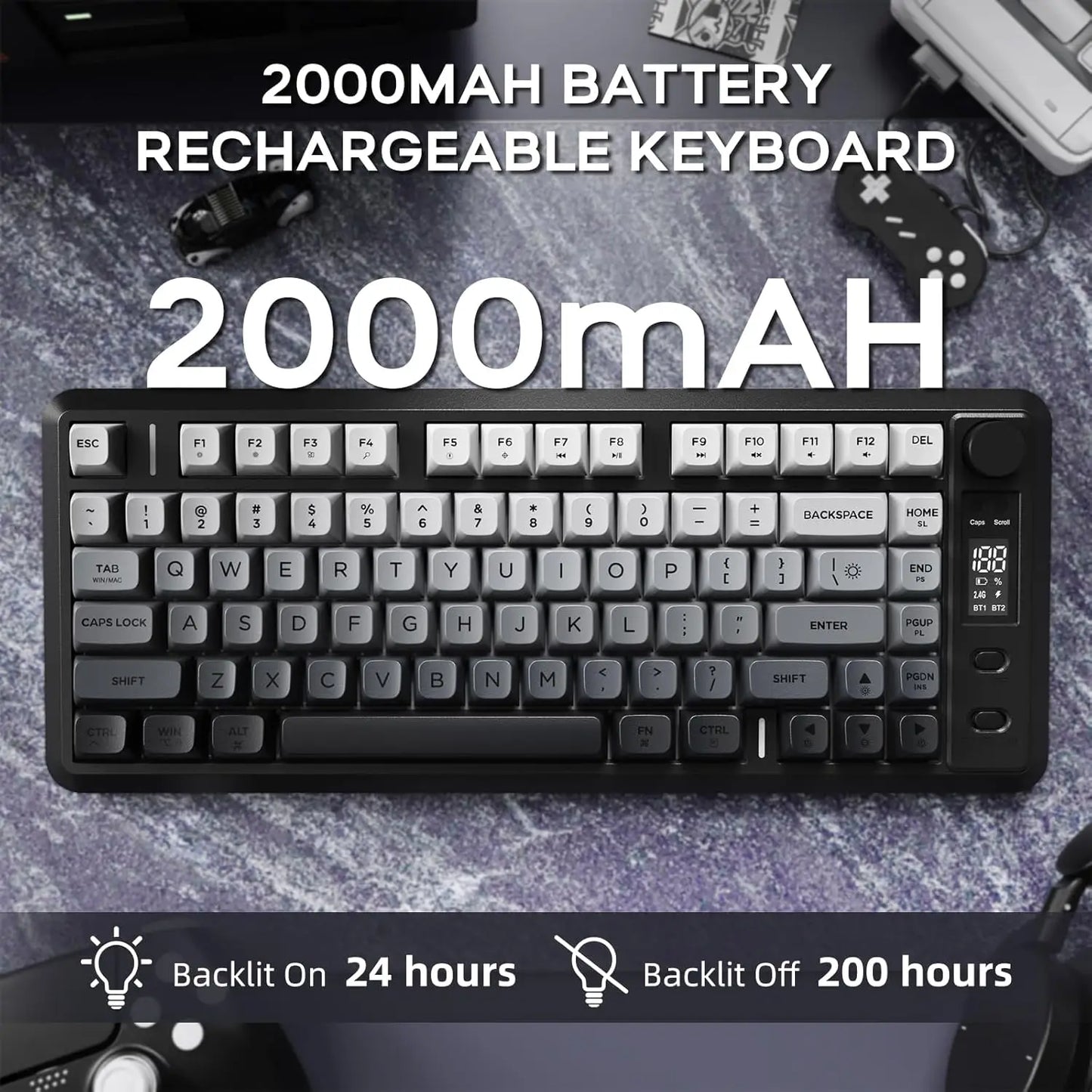 Attack Shark M75 Wireless Membrane Keyboard With Knob OLED Display