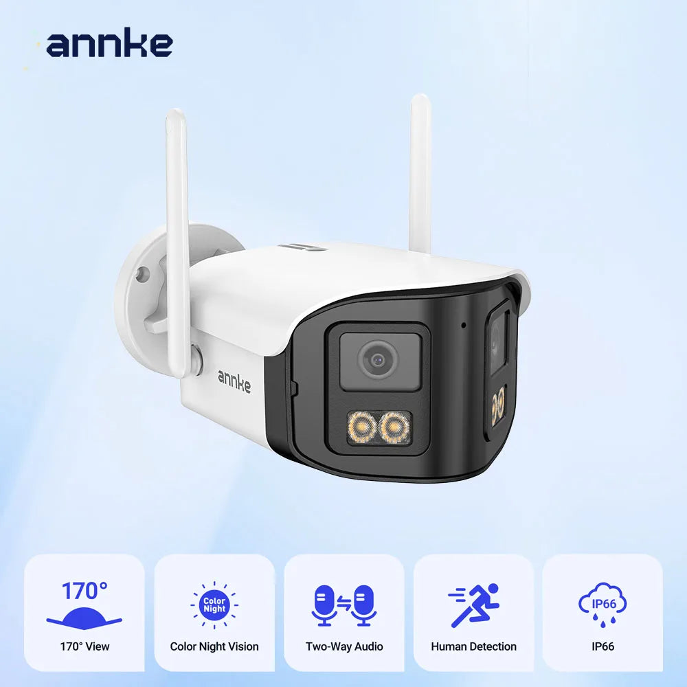 ANNKE 4MP Dual Lens WiFi Security Camera Outdoor Two Way Audio Night Vision
