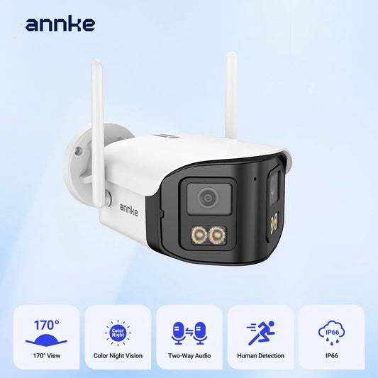 ANNKE 4MP Dual Lens WiFi Security Camera Outdoor Two Way Audio Night Vision