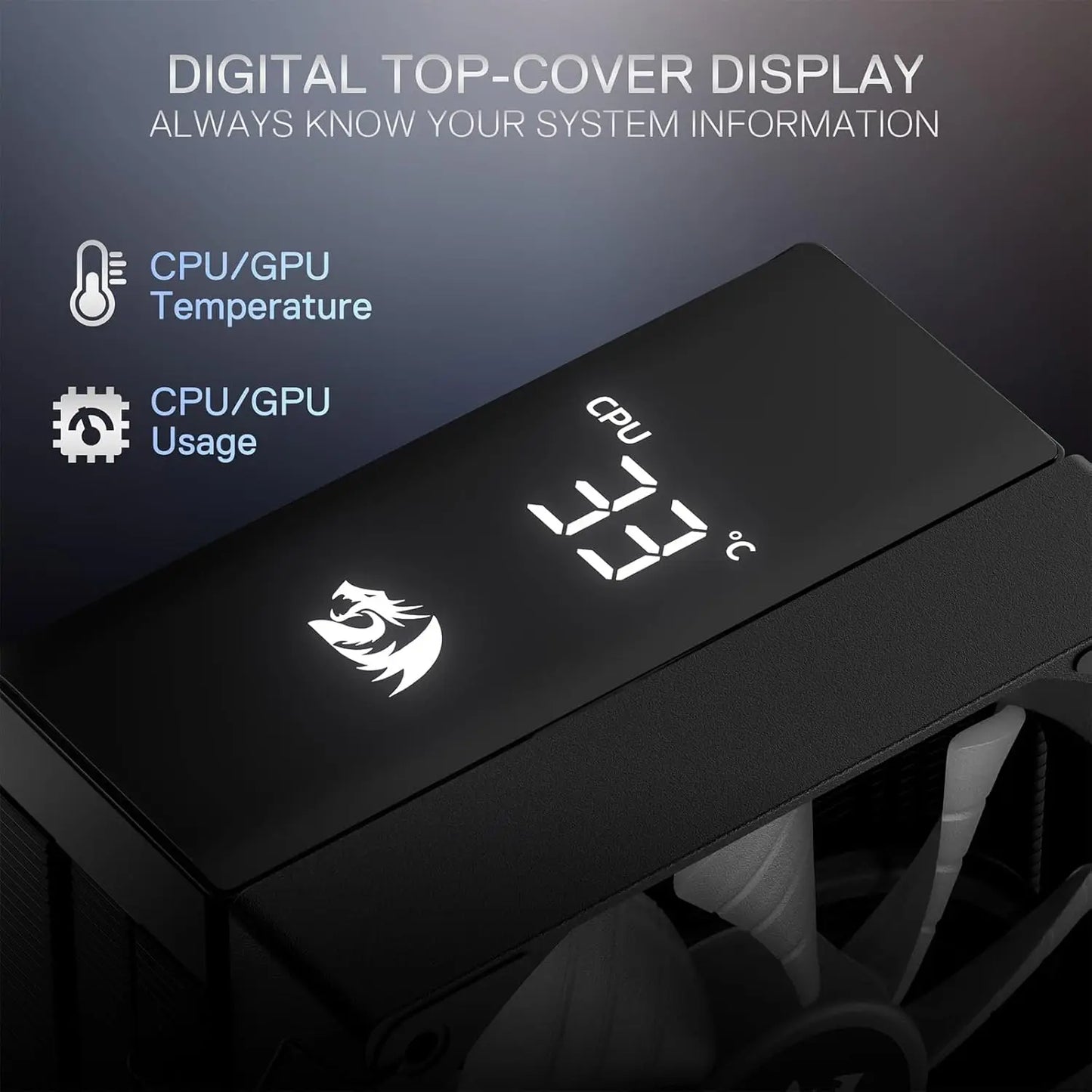 Redragon CC2312 CPU Cooler With Temperature Display ARGB Fans