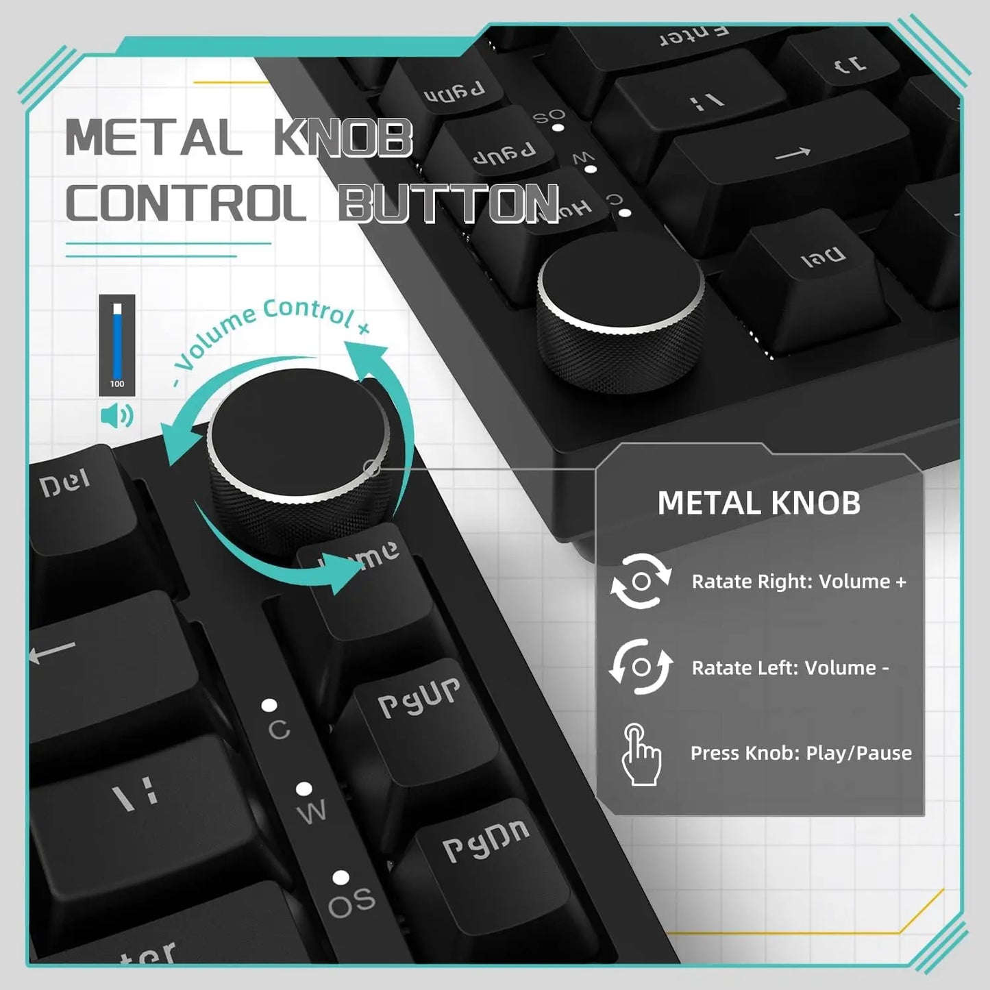 Ajazz AK820 Wired Mechanical Keyboard 82-Key Gaming Hot-Swappable Esports
