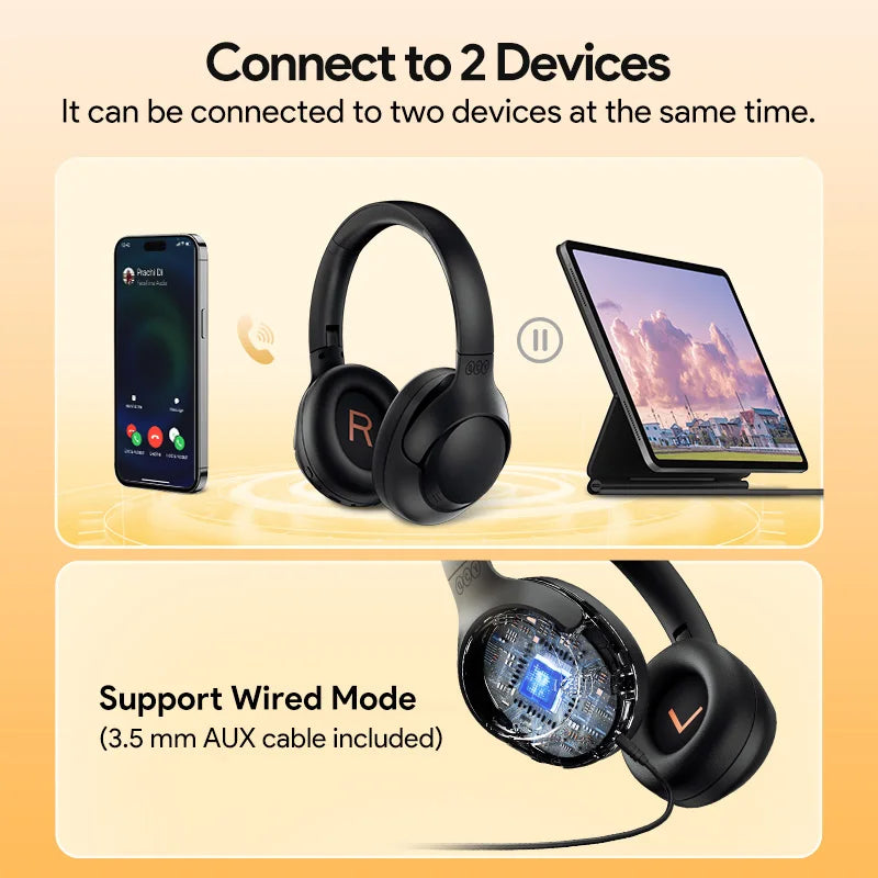 QC H3 ANC Wireless Headphones Bluetooth 5.4 HiRes Audio Over Ear
