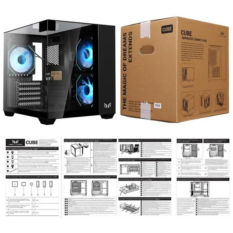 Yeah Magic CUBE PC Case 3-Panel Tempered Glass Panoramic View
