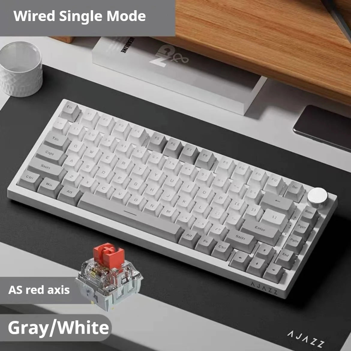 Ajazz AK820 Wired Mechanical Keyboard 82-Key Gaming Hot-Swappable Esports