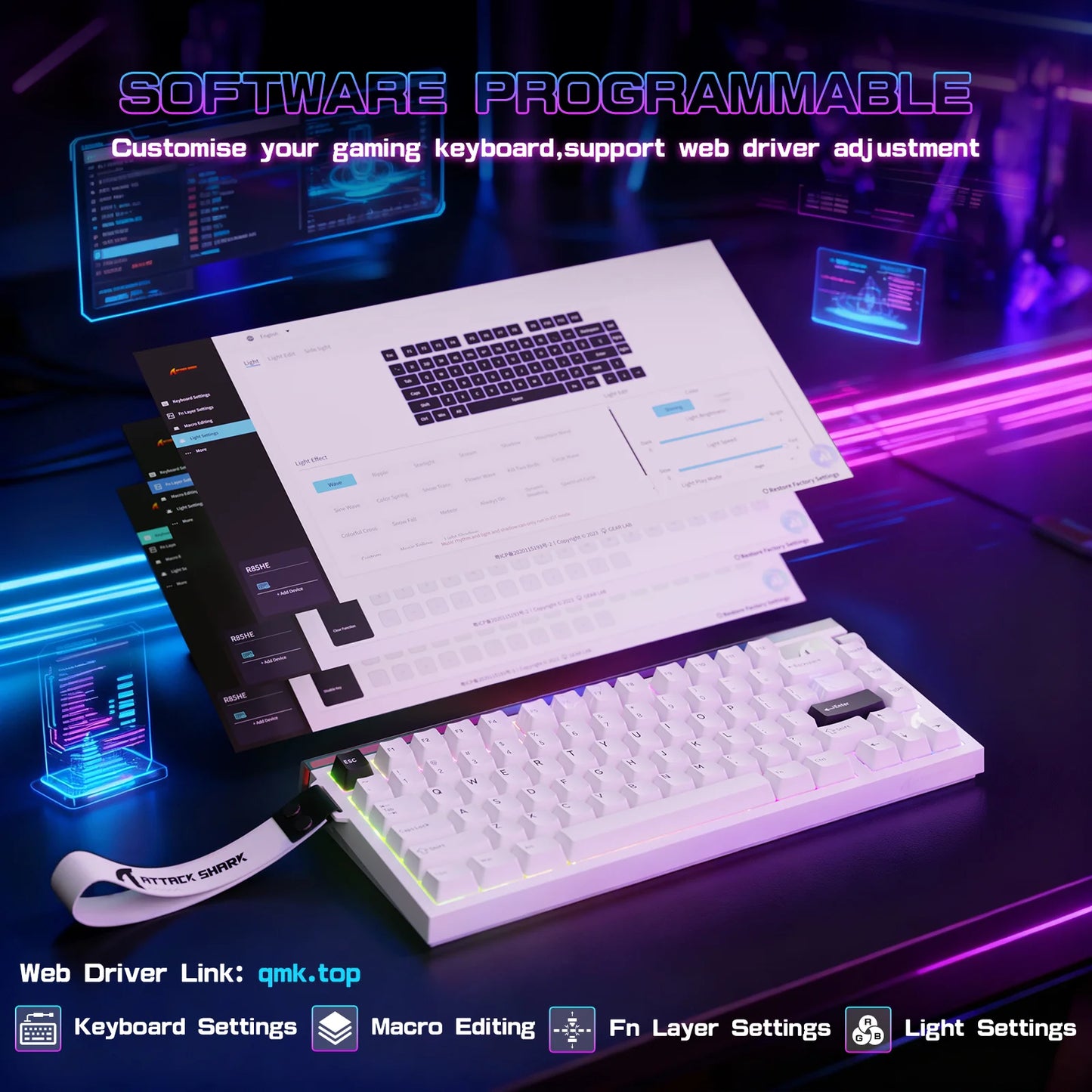 Attack Shark R85HE 75 Percent Hall Effect Mechanical RGB Keyboard
